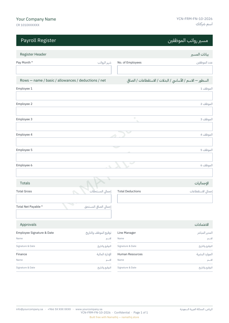 مسير رواتب الموظفين